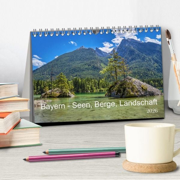 Produktbild: Bayern - Seen, Berge, Landschaft (Tischkalender 2026 DIN A5 quer), CALVENDO Monatskalender