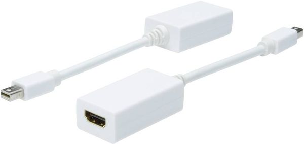 Digitus AK-340411-001-W DisplayPort / HDMI Adapter [1x Mini-DisplayPort Stecker - 1x HDMI-Buchse] Weiß 15.00 cm