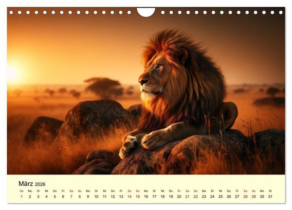 Produktbild: Majest&auml;tische L&ouml;wen - Die Herrscher der Wildnis (Wandkalender 2026 DIN A4 quer), CALVENDO Monatskalender