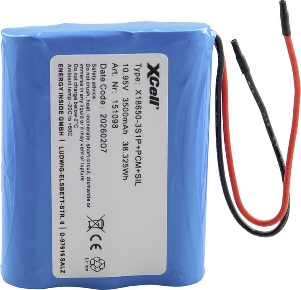 Produktbild: XCell Spezial-Akku 3x 18650 Li-Ion 11.1V 3500