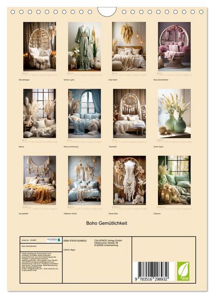 Produktbild: Boho Gem&uuml;tlichkeit (Wandkalender 2026 DIN A4 hoch), CALVENDO Monatskalender