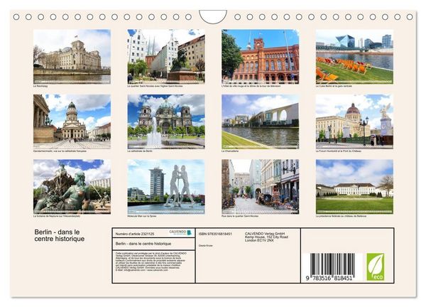 Produktbild: Berlin - dans le centre historique (Calendrier mural 2027 DIN A4 vertical), CALVENDO calendrier mensuel