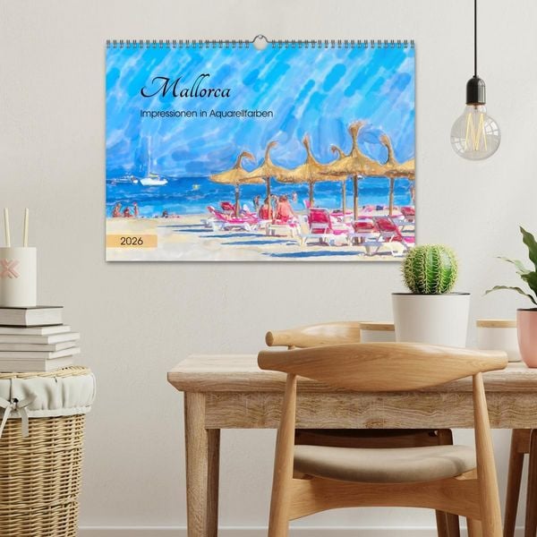 Produktbild: Mallorca - Impressionen in Aquarellfarben (Wandkalender 2026 DIN A3 quer), CALVENDO Monatskalender