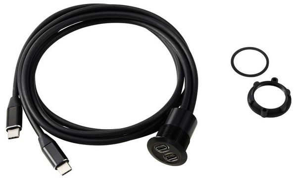 Produktbild: TRU COMPONENTS USB-C&reg; (3.1) 2x Buchse/Stecker 1m Kabel schwarz TC-13376320 Inhalt: 1St.