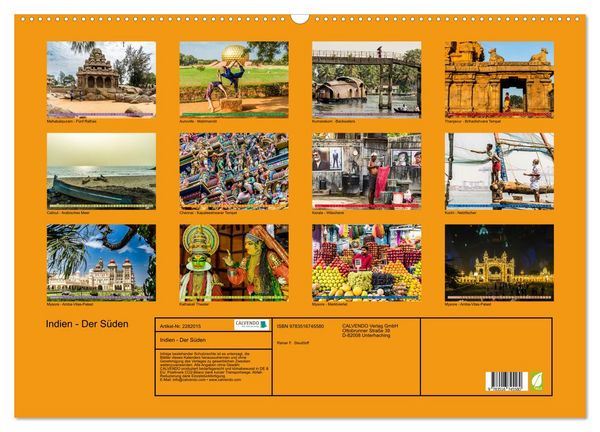 Produktbild: Indien - Der S&uuml;den (Wandkalender 2026 DIN A2 quer), CALVENDO Monatskalender