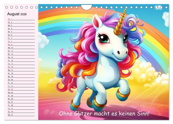 Produktbild: Unicorns! Lustige Einh&ouml;rner. Witzige Einhornspr&uuml;che und Weisheiten (Wandkalender 2026 DIN A4 quer), CALVENDO Monatskalender