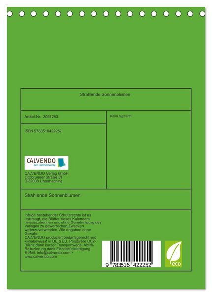 Produktbild: Strahlende Sonnenblumen (Tischkalender 2026 DIN A5 hoch), CALVENDO Monatskalender