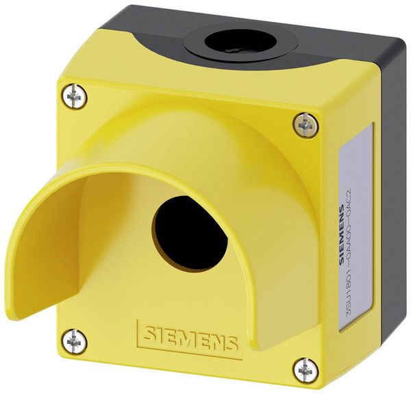 Siemens 3SU1801-0AA00-0AC2 3SU18010AA000AC2 Leergehäuse 1 Einbaustelle, mit Schutzkragen (L x B x H) 85 x 85 x 112.5 mm Gelb 1 St.
