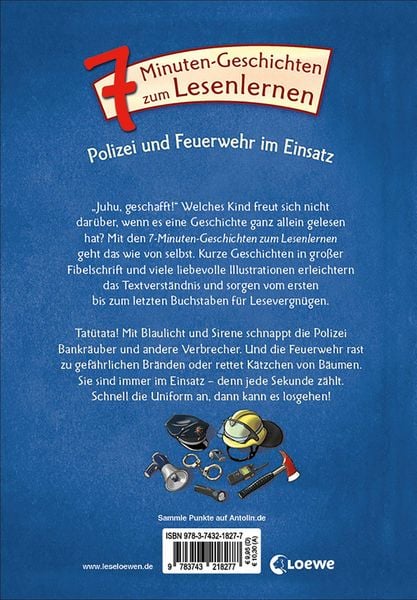 Produktbild: 7-Minuten-Geschichten zum Lesenlernen - Polizei und Feuerwehr im Einsatz