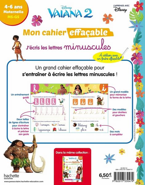 Produktbild: Vaiana 2 : mon cahier effa&ccedil;able, j'&eacute;cris les lettres minuscules