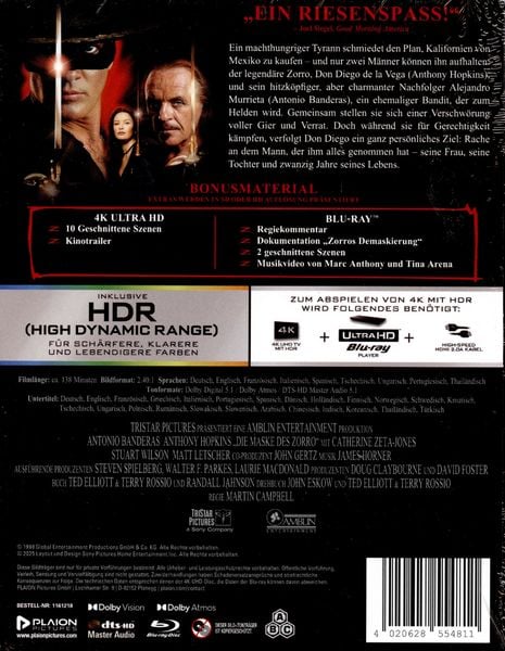 Produktbild: Die Maske des Zorro - Limitiertes Steelbook (4K Ultra HD+Blu-ray)