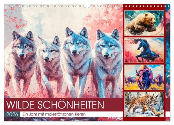 Produktbild: Wilde Sch&ouml;nheiten. Ein Jahr mit majest&auml;tischen Tieren (Wandkalender 2026 DIN A3 quer), CALVENDO Monatskalender