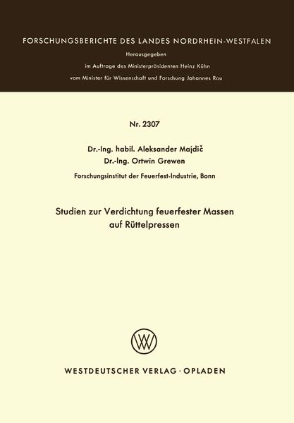 Produktbild: Studien zur Verdichtung feuerfester Massen auf R&uuml;ttelpressen