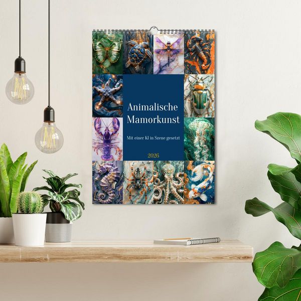 Produktbild: Animalische Mamorkunst (Wandkalender 2026 DIN A3 hoch), CALVENDO Monatskalender