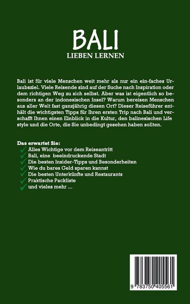 Produktbild: Bali lieben lernen: Der perfekte Reisef&uuml;hrer f&uuml;r einen unvergesslichen Aufenthalt auf Bali inkl. Insider-Tipps, Tipps zum Geldsparen und Packliste