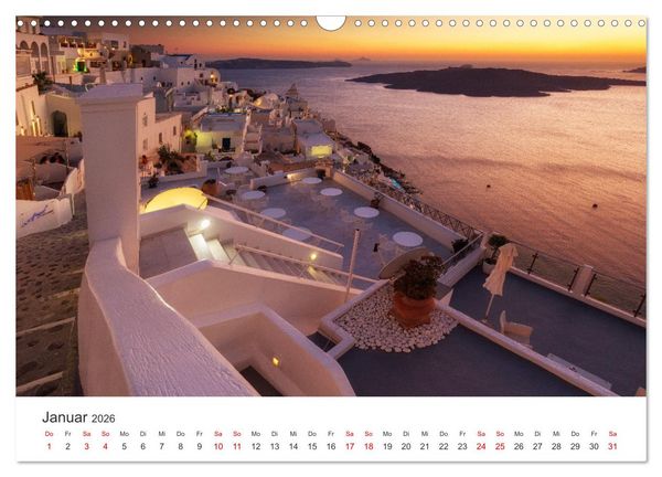 Produktbild: Santorini Fira & Firostefani (Wandkalender 2026 DIN A3 quer), CALVENDO Monatskalender