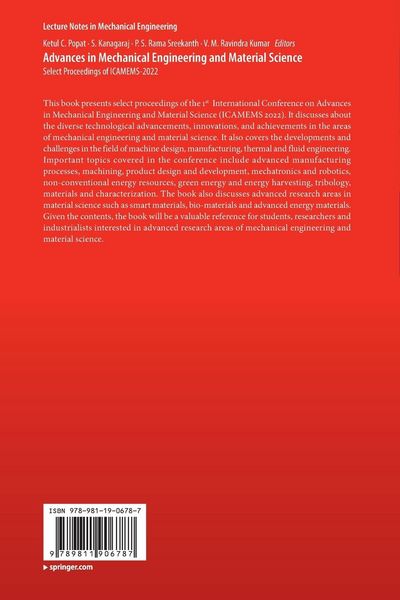 Produktbild: Advances in Mechanical Engineering and Material Science