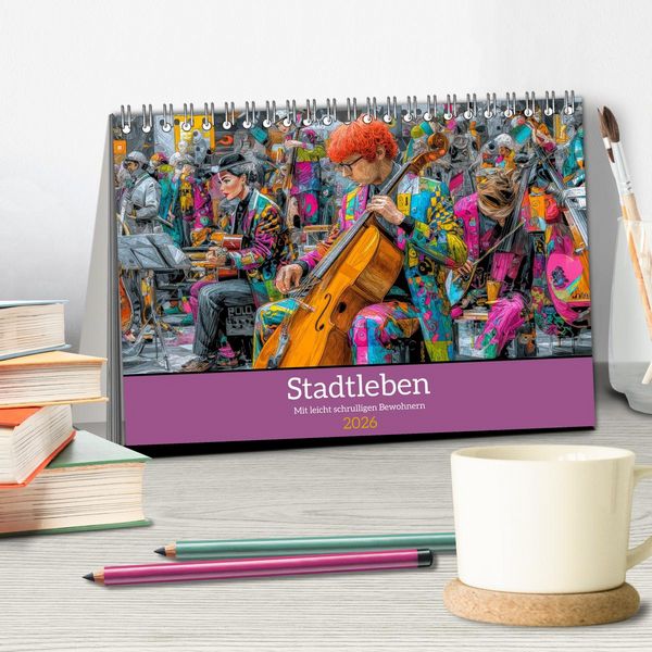 Produktbild: Stadtleben - Mit leicht schrulligen Bewohnern (Tischkalender 2026 DIN A5 quer), CALVENDO Monatskalender