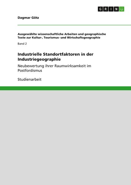 Produktbild: Industrielle Standortfaktoren in der Industriegeographie
