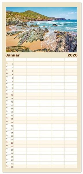 Produktbild: Familienplaner 2026 - Sardinien Insel mit Meerblick mit 5 Spalten (Wandkalender, 21 x 45 cm) CALVENDO