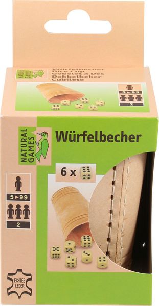 Produktbild: Classic Games Lederw&uuml;rfelbecher mit 6 W&uuml;rfeln
