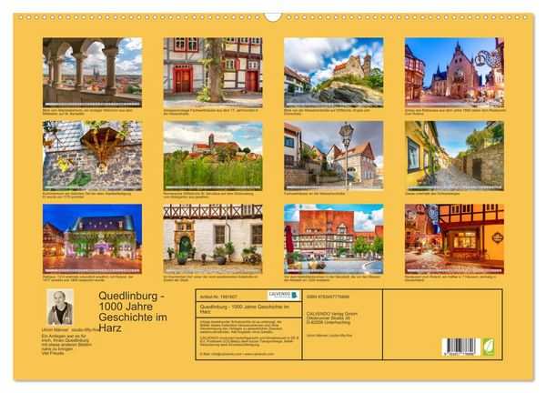 Produktbild: Quedlinburg - 1000 Jahre Geschichte im Harz (Wandkalender 2026 DIN A2 quer), CALVENDO Monatskalender