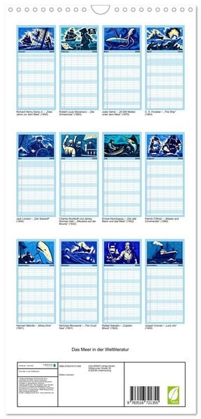 Produktbild: Familienplaner 2026 - Das Meer in der Weltliteratur mit 5 Spalten (Wandkalender, 21 x 45 cm) CALVENDO