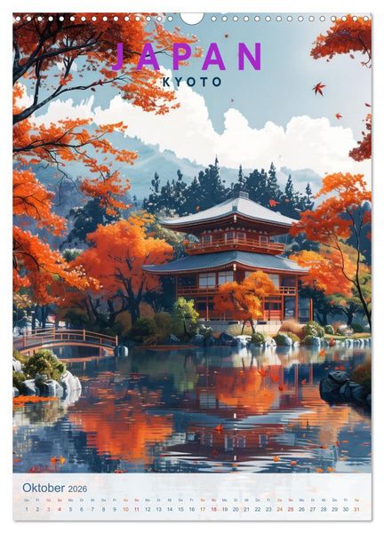 Produktbild: Japan - Old School Poster Style (Wandkalender 2026 DIN A3 hoch), CALVENDO Monatskalender