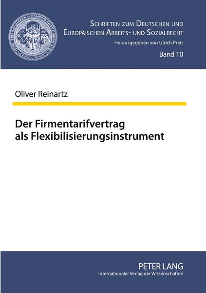 Produktbild: Der Firmentarifvertrag als Flexibilisierungsinstrument