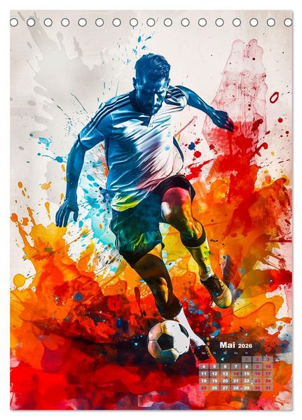 Produktbild: Fussball - Spieler in Action (Tischkalender 2026 DIN A5 hoch), CALVENDO Monatskalender