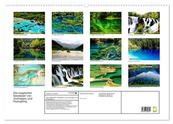 Produktbild: Die magischen Gew&auml;sser von Jiuzhaigou und Huanglong (Wandkalender 2026 DIN A2 quer), CALVENDO Monatskalender
