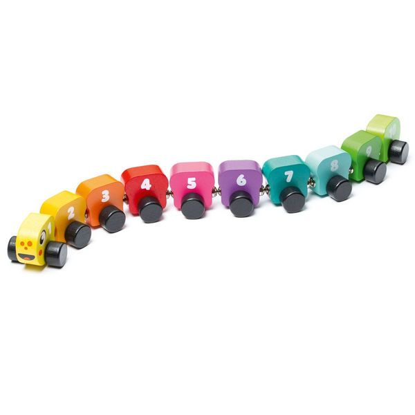 Produktbild: Holzzug Regenbogenraupe mit Magneten 10 Teile