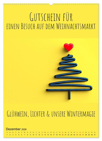 Produktbild: Gutscheinkalender - Gutschein Karten als Geschenk der Liebe (Wandkalender 2026 DIN A2 hoch), CALVENDO Monatskalender