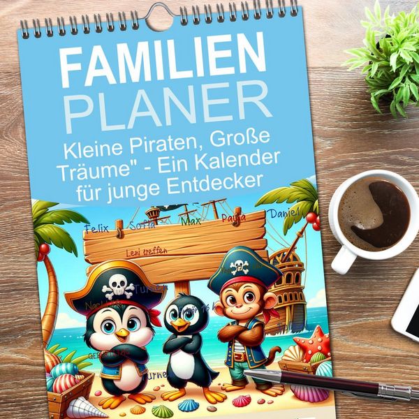 Produktbild: Familienplaner 2026 - Kleine Piraten, Gro&szlig;e Tr&auml;ume" - Ein Kalender f&uuml;r junge Entdecker mit 5 Spalten (Wandkalender, 21 x 45 cm) CALVENDO