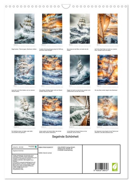 Produktbild: Segelnde Sch&ouml;nheit (Wandkalender 2026 DIN A3 hoch), CALVENDO Monatskalender