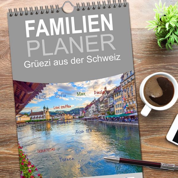 Produktbild: Familienplaner 2026 - Gr&uuml;ezi aus der Schweiz mit 5 Spalten (Wandkalender, 21 x 45 cm) CALVENDO