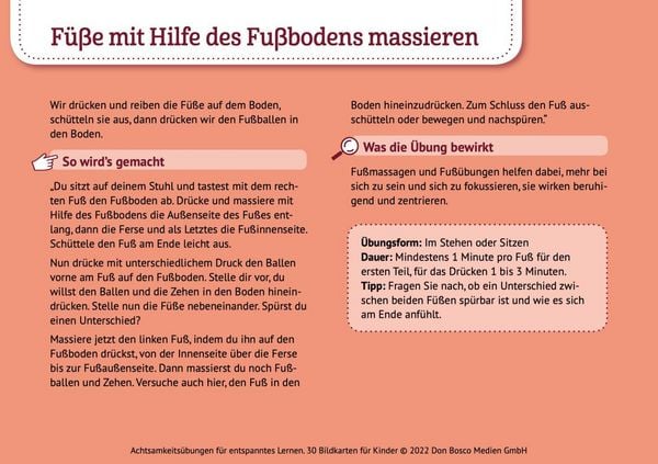 Produktbild: Achtsamkeits&uuml;bungen f&uuml;r entspanntes Lernen. 30 Bildkarten f&uuml;r Kinder