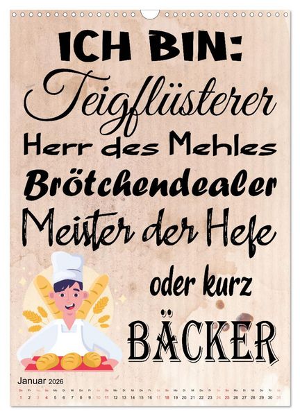 Produktbild: B&auml;ckerspr&uuml;che (Wandkalender 2026 DIN A3 hoch), CALVENDO Monatskalender