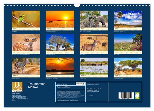 Produktbild: Traumhaftes Malawi (Wandkalender 2026 DIN A3 quer), CALVENDO Monatskalender
