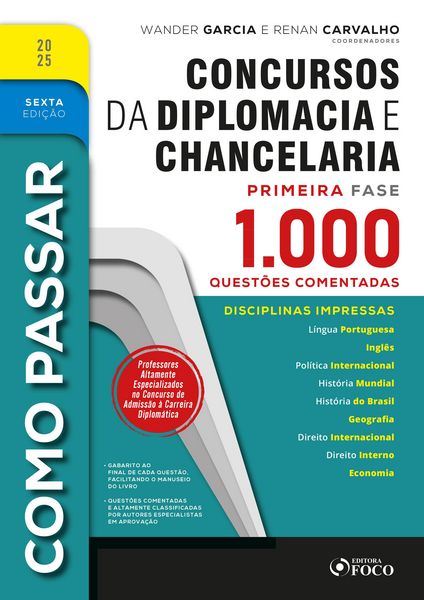 Produktbild: Como Passar em Concursos de Diplomacia e Chancelaria - 1.000 Quest&otilde;es Comentadas - 6&ordf; Ed - 2025