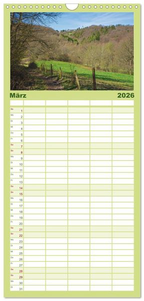 Produktbild: Familienplaner 2026 - Traumhafte Wege durch die Eifel mit 5 Spalten (Wandkalender, 21 x 45 cm) CALVENDO