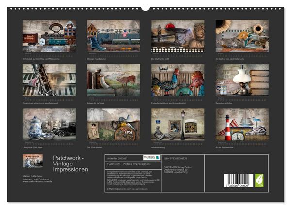 Produktbild: Patchwork - Vintage Impressionen (hochwertiger Premium Wandkalender 2026 DIN A2 quer), Kunstdruck in Hochglanz