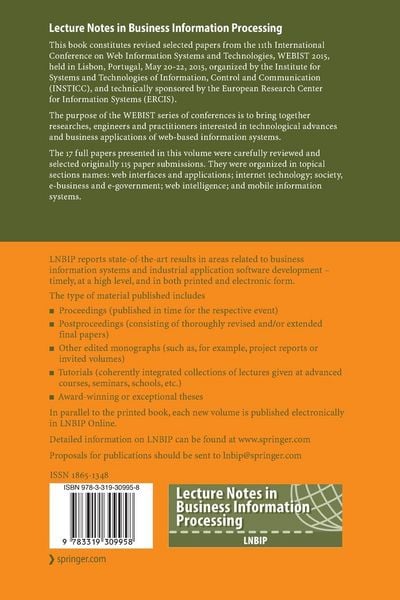 Produktbild: Web Information Systems and Technologies