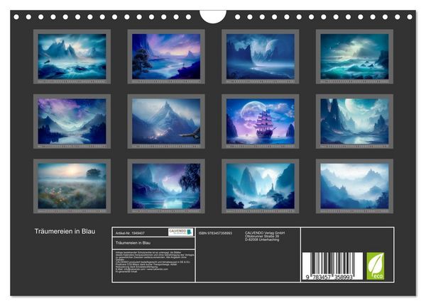 Produktbild: Tr&auml;umereien in Blau (Wandkalender 2026 DIN A4 quer), CALVENDO Monatskalender