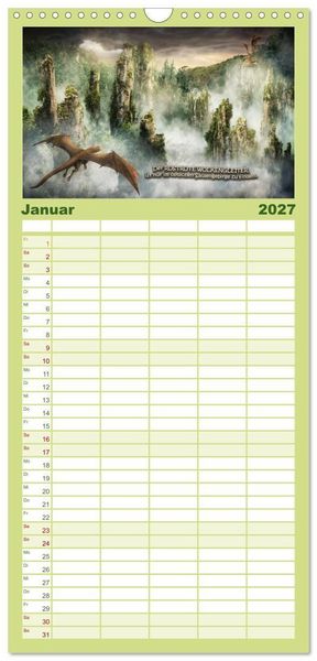 Produktbild: Familienplaner 2027 - Wo die wilden Drachen wohnen mit 5 Spalten (Wandkalender, 21 x 45 cm) CALVENDO