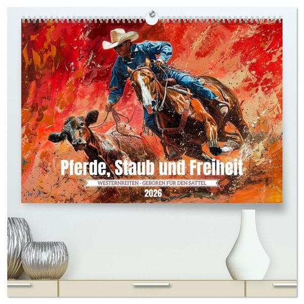 Pferde, Staub und Freiheit (hochwertiger Premium Wandkalender 2026 DIN A2 quer), Kunstdruck in Hochglanz