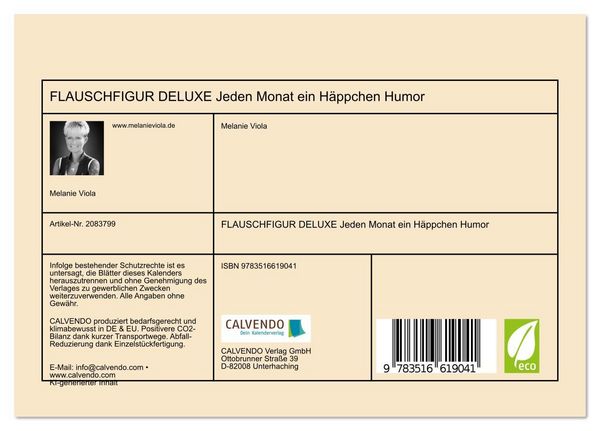 Produktbild: FLAUSCHFIGUR DELUXE Jeden Monat ein H&auml;ppchen Humor (Tischkalender 2026 DIN A5 quer), CALVENDO Monatskalender