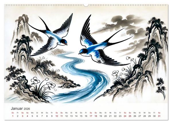 Produktbild: Das Leben der Schwalben - Getragen von Wind und Freiheit (Wandkalender 2026 DIN A2 quer), CALVENDO Monatskalender