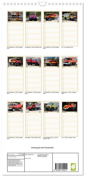 Produktbild: Familienplaner 2027 - Unimog bei der Feuerwehr mit 5 Spalten (Wandkalender, 21 x 45 cm) CALVENDO