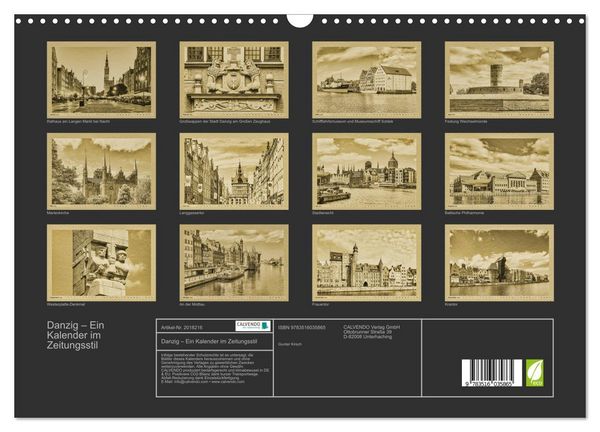 Produktbild: Danzig &ndash; Ein Kalender im Zeitungsstil (Wandkalender 2026 DIN A3 quer), CALVENDO Monatskalender